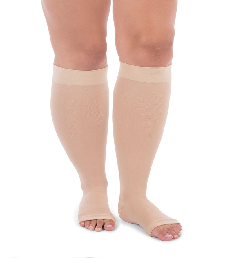 JOMI Knee High Compression Stockings, 20-30mmHg Surgical Weight Open Toe, Full Wide Calf 221