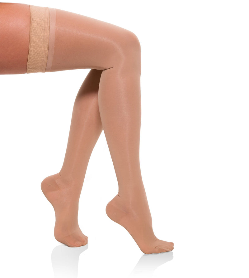 Thigh High Compression Stockings, 20-30mmHg Sheer Closed Toe 245
