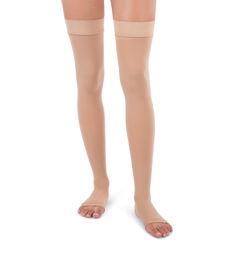 Thigh High Compression Stockings, 20-30mmHg Premiere Surgical Weight Open Toe - PETITE 265