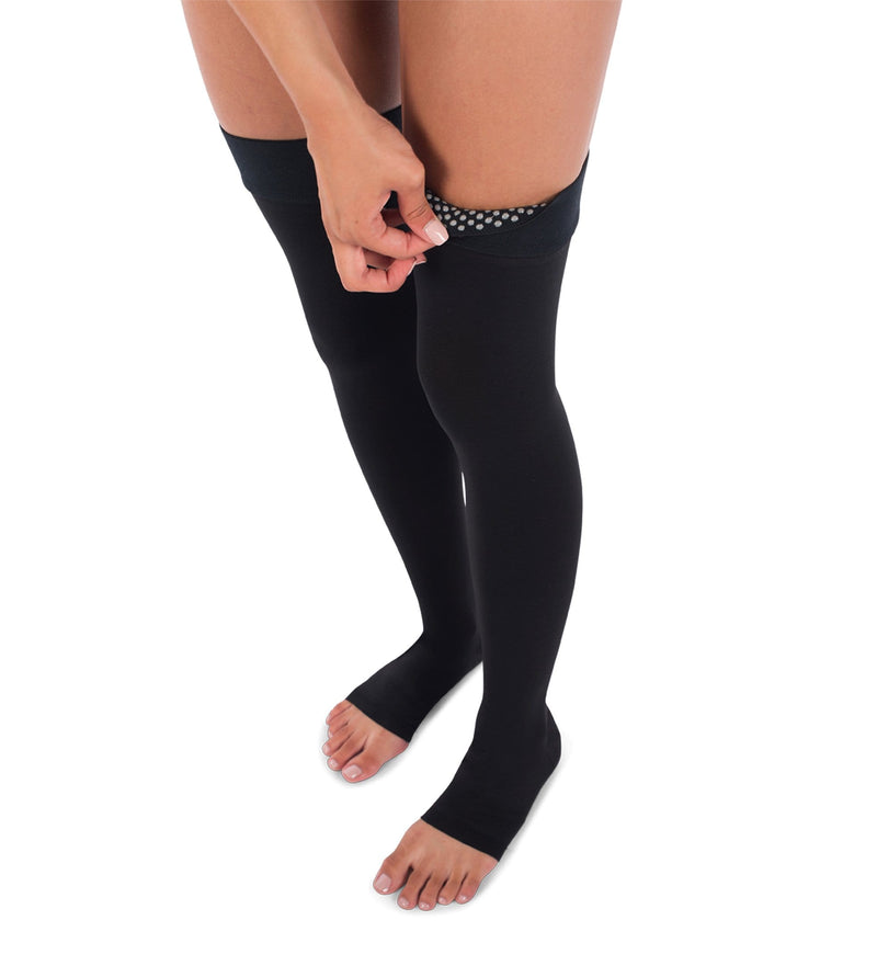 Thigh High Compression Stockings, 20-30mmHg Premiere Surgical Weight Open Toe - PETITE 265