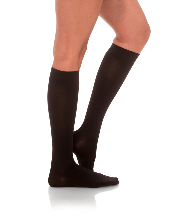 Knee High Compression Stockings, 15-20mmHg Opaque Closed Toe 130
