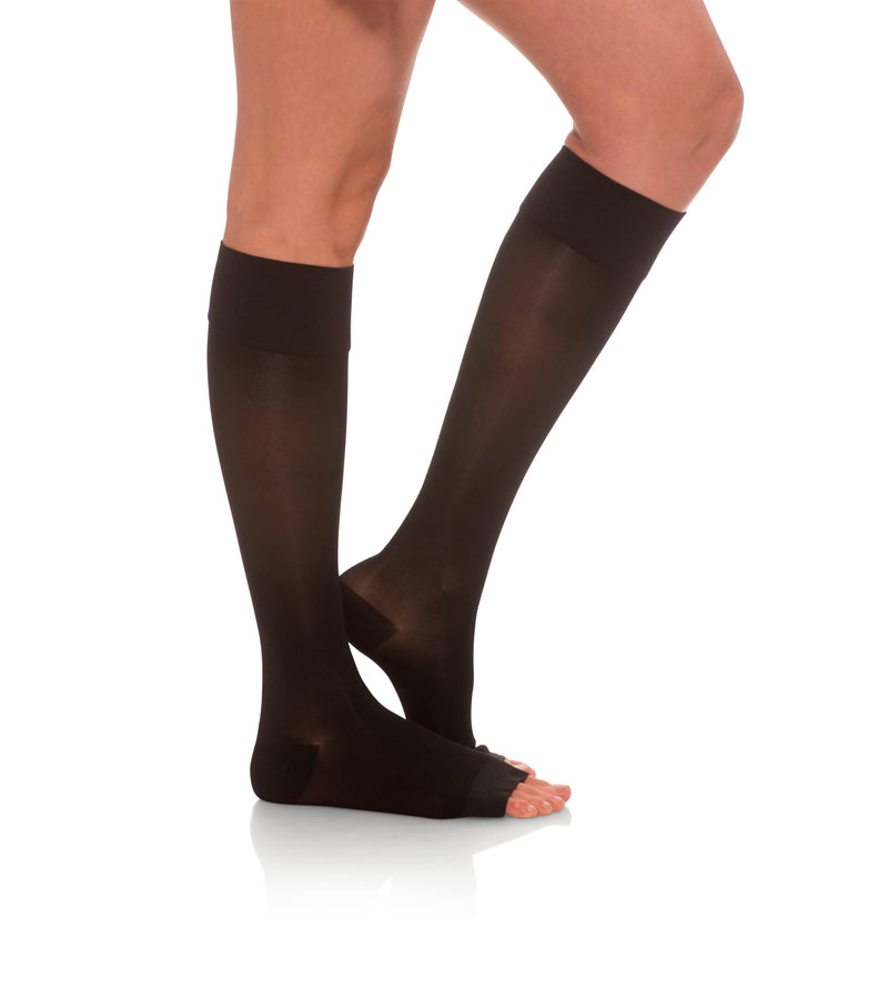 Knee High Compression Stockings, 15-20mmHg Sheer Open Toe 133