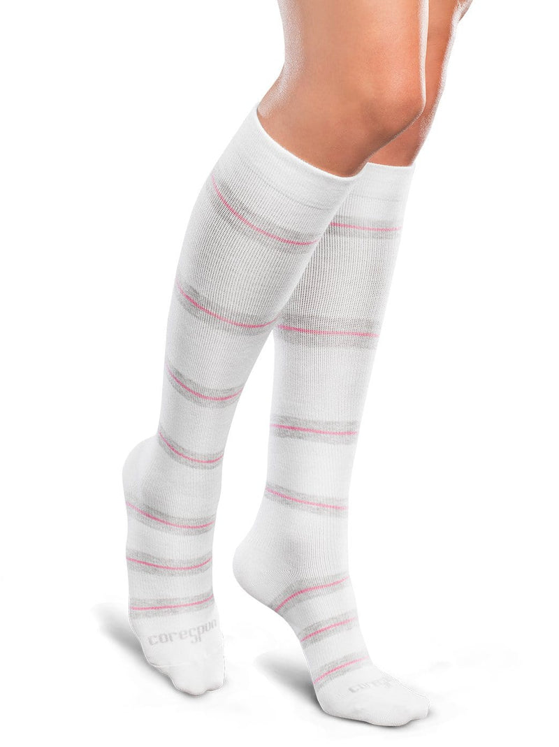 Therafirm Core-Spun Patterned Compression Knee High Socks - Thin Line 10-15 mmHg