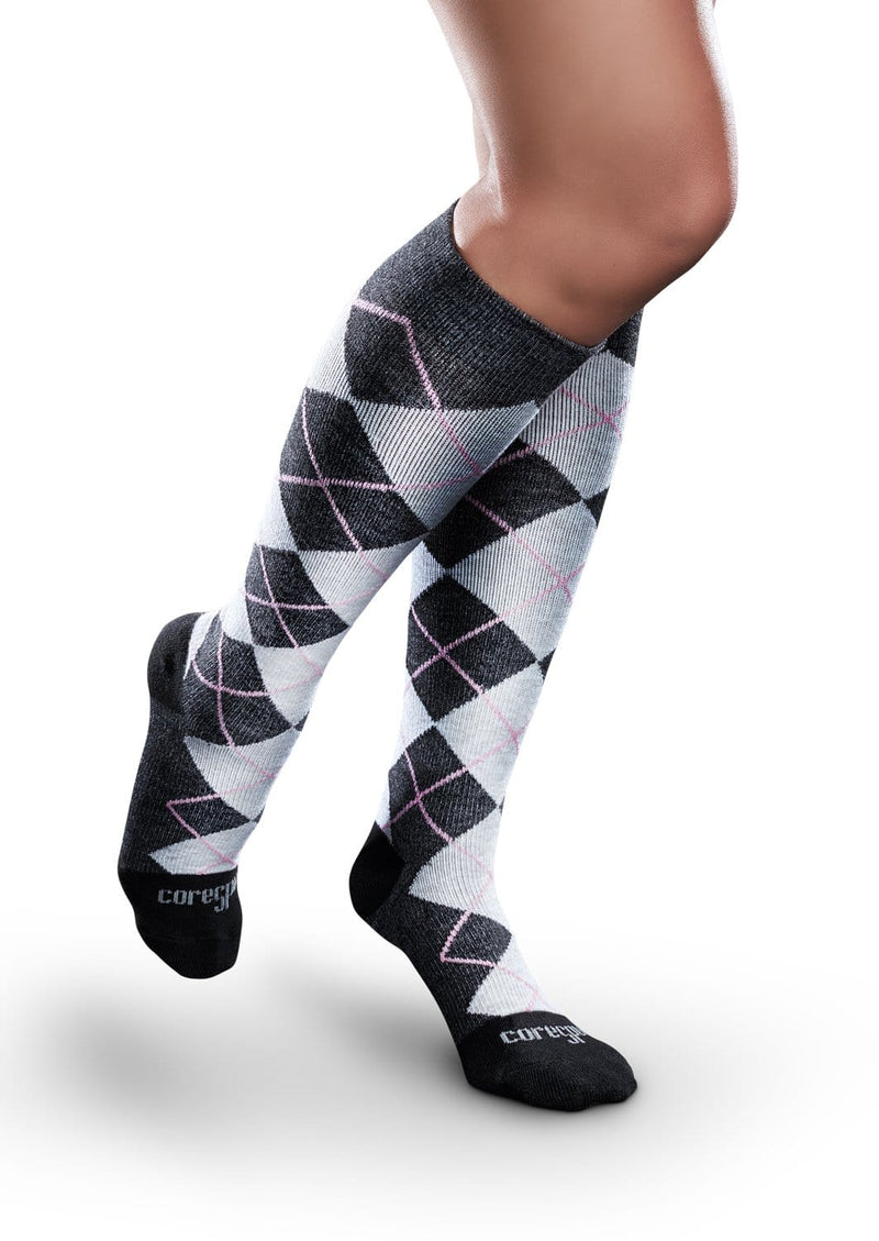 Therafirm Core-Spun Patterned Compression Knee High Socks - Argyle 15-20 mmHg
