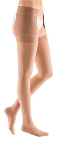 Mediven Plus 40-50 mmHg Compression Thigh High W/Waist Attachment Left Leg Open Toe
