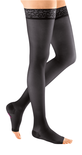 Mediven Sheer & Soft 15-20 mmHg Compression Thigh High Lace Topband Open Toe